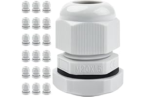 20 Pack M20 Cable Glands - Caianwin 20mm Stuffing Glands IP68 Waterproof Plastic Nylon Compression Glands Connectors for Electrical Boxes Junction Boxes Wall-Mounted Distribution Boxes
