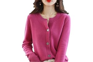 Bollrllr Women's Autumn and Winter Cashmere Sweater Cardigan Casual Round Neck Long-Sleeved Cardigan Warm Outdoor Top