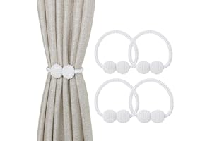 jiuhao - Sujetadores magnéticos para cortina, 4 unidades, con hebillas para cortina, para cortina, pequeñas hebillas, para decoración de ventanas en casa, oficina, hotel (4 unidades), color blanco