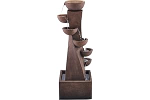 SERENITY WATER FEATURES Serenity 6-Tier Bowl Tower Water Feature, Self Contained for Garden, Decking & Patio, Outdoor, Weatherproof (Height-107.5cm)