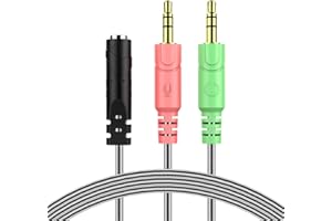 MillSO 3,5 mm kabel audio jack Y adapter -1 x 3,5 mm gniazdo 4-biegunowe 2 x 3,5 mm 3-biegunowe wtyczka do PC, PS4 słuchawki gamingowe - 100 cm czarny