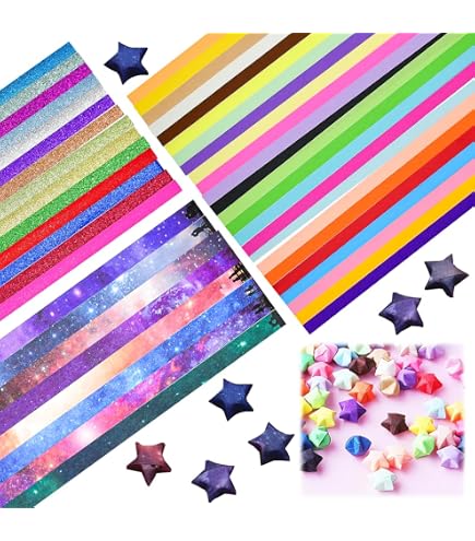 AILUYA 1260 Bandes De Papier Origami Étoiles Lumineuses – Glow In The Dark, Idéal Pour Créer Des Étoiles Porte-Bonheur Magiques Qui Brillent La Nuit