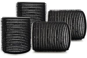 JEZIORO 4Pcs Hair Rollers Self-stick Gripping Sticky Grip Salon Bangs Hairdressing Curlers Appliances Plastic Large Velcro Rollers for Hair Women Long Medium Wave Band Curling Tools Kit,Diameter 5.5cm (Black)
