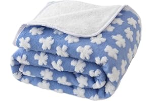 Amarrirose wasserdichte Hundedecke - 60x80 cm Maschinenwaschbar, Kuschelige und weiche Couchdecke, Komfortable Polsterung, 3D strukturierte Wolken, Warme und weiche Katzendecke, Lila