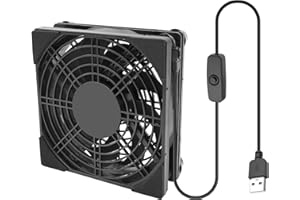 XMSJSIY USB Powered Cooling Fan 1800RPM 120mm 5V with On/Off Switch for Router, Modem, Receiver, DVR, PlayStation, TV Box, 1 Pack