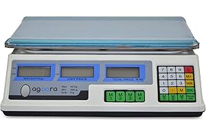 AGORADIRECT Bascula Comercial 40kg/2g, Plataforma de Acero Inoxidable 33x24cm, Batería Interna Recargable con 40 Horas de Autonomía, Balanza Digital Profesional Para Hostelería, Bollería, Frutería