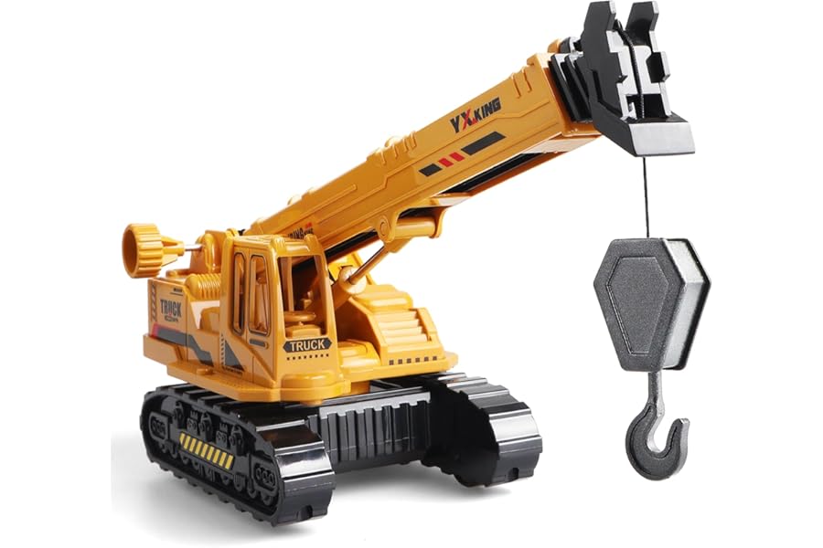 victob ABS Diecast Crane Truck Toy for Boys Ages 3-12, Friction Powered Construction Vehicle with Manual Lifting Arm, Christmas & Birthday Gifts for Toddlers and Children