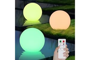 ‎UUFFOO uuffoo 3 Stück Solarlampen für außen,RGB IP67 Wasserdichtes schwimmendes Pool Licht mit Fernbedienung und Erdungsstecker,Solar Gartenleuchten für Pool, Teich, Hof,Garten，Hauses Dekor (Ball)