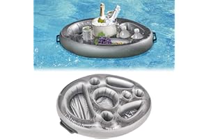 Uniguardian Aufblasbarer Getränkehalter Schwimmender 2in1-Getränke und Snackhalter 8 Löcher Große Kapazität Schwimmende Coasters Für Pool Party Wasser-Spaß Strand Spielzeug 70 x 50 cm