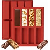YXHZVON 2 PCS Silicone Cereal Bar Molds, Rectangular Silicone with 8 Cavities for Soap, Energy Bar, Cereal Bar, Chocolate Bar