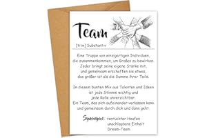 JOYEASE 12 x Hochwertige Team Karte A6 mit Umschlage, Team Geschenk, Kleine Geschenke für Kollegen, Mitarbeiter Geschenk Weihnachten, Dankeschön, Abschiedskarten Büro und Arbeit