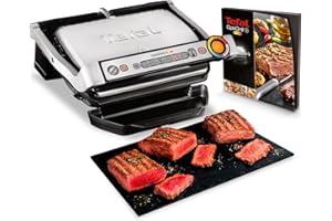 ‎TEFAL Tefal OptiGrill+ Kontaktgrill, 6 Programme, Garstufenanzeige, abnehmbare Platten, manueller Modus, optimal Grillergebnisse dank Messung der Dicke, Elektrogrill, Edelstahl, GC712D12