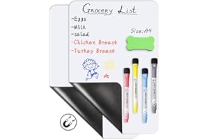 GOUJFOL Lavagna Bianca Cancellabile, Lavagna Magnetica Frigo A4 Pellicola Magneti Adesivi e 4 Lavagna Pennarelli, 20x30 cm Lavagne Foglio per Casa E Ufficio