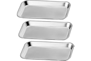 MINSHUXI 3 Stück Instrumententablett Medizinisches Tablett Aus Edelstahl Klein Rechteckig Labortablett für Labor Küche Krankenhaus Schönheitssalons （22,5x11,5x2cm）