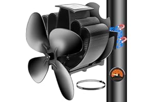 CWLAKON Magnétiques Ventilateur Poele à Bois, Amélioration Alimenté à la Chaleur Ventilateur Cheminee, Silencieux Ventilateur Cheminee avec Thermomètre pour Cheminée Tuyau/Gaz/Bûche/Poêle à Granulés
