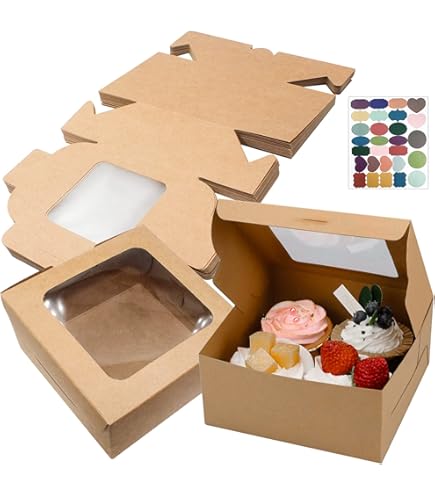 QUARKZMAN Pizzabox, 20 stuks, 25 x 25 cm - mini-pizzadozen van rundleer, vierkante golvende container voor cake, koekjes, party, pizza (bruin