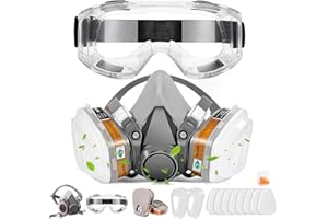 ANUNU Atemschutzmaske with Filter and Brille, Chemische Gesichtsschutz für Lackieren, Staub, Epoxidharz, Farbe