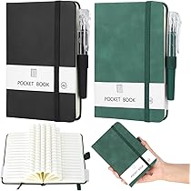 6 Mini Notizbücher A7 Set - Hardcover Notizblöcke 200 Seiten Liniert (3 Farben, 2.95x4.3 Zoll)