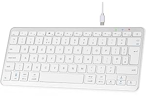 Qulose Bluetooth Wireless Keyboard, Mini Keyboard Rechargeable USB-C with Media Hotkeys, Ultra Slim Ergonomic, Compatible with Apple macOS/iOS/Windows/Android, UK Layout Compact-Silver
