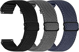 YONGBB 20mm Bracelet en nylon élastique pour Garmin Forerunner 55/165/645/245 Music/Vivoactive 6/5/3/Venu 2 Plus/Amazfit Active 2/Active/GTS 4/GTS 4 Mini Bracelet