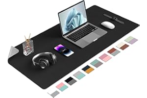 ‎AOTHIA Aothia Schreibtischunterlage-Große Mauspad-Schreibtischmatte,Büro Schreibtisch Pad, Schreibblock, Doppelseitige Verwendung PU Leder Wasserdicht(91x43cm,Schwarz)