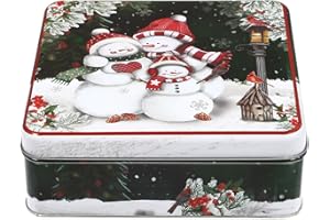 YARNOW - Scatola per biscotti con motivo natalizio, in metallo, con coperchio, per Natale, feste, regali per ospiti