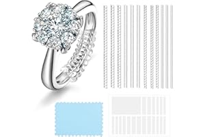 RENKE 14-Pack Invisible Ring Size Adjuster Set,Durable, Comfortable, Transparent Resizers,Perfect Fit for Loose Rings Includes Polishing Cloth.