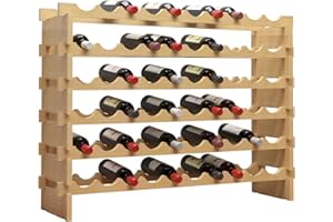 SDHYL Portabottiglie Impilabile in Legno di Pino con 6 Livelli per 60 Bottiglie di Vino Rosso per Soggiorno Bar