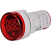 Ampermetre - Voltmetre - Dijital Ampermetre - 22mm Dijital Ampermetre Yuvarlak AC 60-500V 0-100A Kırmızı - Dijital Voltmetre