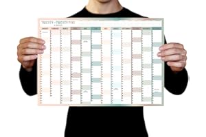 HLDI Calendario da parete 2025, formato A3, grande, da gennaio a dicembre, planner annuale per tutto l'anno, poster accademico annuale per studenti, famiglia, scuola, ufficio, lavoro, studio, 29,7 x 42 cm