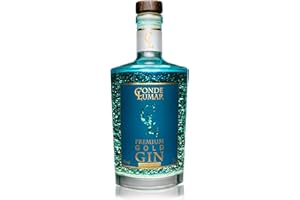 CL CONDE LUMAR CONDE LUMAR - Cadeau Gin Premium Bleu - Feuille d'Or 23 Carats - Gin Tonic Cadeau Pour Homme & Femme - Agrumes de la Méditerranée - Premium Liqueur pour Offrir Avec Certificat d'or 40% 70