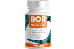 ‎PROFUEL Bor Tabletten 365x mit 3 mg Bor aus hochwertigem Borax (Natrium-Borat) - optimal hochdosiert - laborgeprüft mit Zertifikat - nicht-essentielles Spurenelement - Jahresvorrat - 100% vegan
