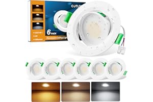 COTLEDL LED Einbaustrahler 230V Flach,5W 450LM LED Spot Warmweiß Neutralweiß Kaltweiß Deckenspots 68mm Lochmaß, IP44 Schwenkbar Spots Deckenleuchte für Badezimmer Wohnzimmer Küche,6er Set-Nicht Dimmbar