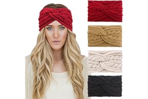 DRESHOW 4 Piezas Diadema Mujer Invierno Diadema Cabeza Anchas Cabello Turbante Banda Accesorio Pelo para Mujer