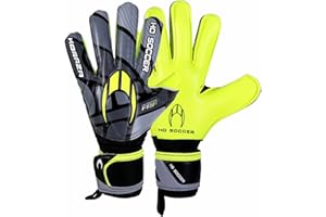 HO Soccer KORAZA Guantes de Portero con Protección de Dedos Extraíbles, Unisex Adulto, Gris/Lima.