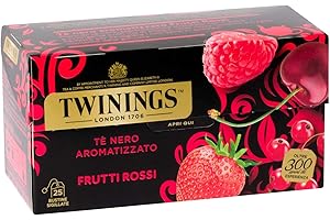 Twinings Tè Nero Aromatizzato ai Frutti Rossi, Gusto Morbido e Dolce, Infusi e Tisane, 1 Confezione da 25 Filtri