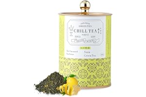 Té verde yuzu cítrico de CHILL TEA Tokyo - Té verde de hojas sueltas 100% japonés con cítricos japoneses - Sabor fresco y frutado (100g)