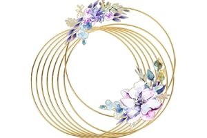 SOSMAR 8 Anillos Metálicos Dorados de 25 cm | Aros para Manualidades, Macramé, Atrapasueños, Coronas de Boda y Decoración de Flores