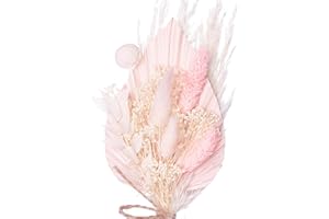 The Baked Studio - Dried Flowers For Cakes Decoration And Crafts With Pampas And A Pink Palm Spear (Pink & White)