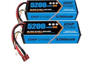 DXF Premium 3S 3s lipo battery 5200mAh 11.1V 80C Hard Case Deans/T Plug LiPo Battery for RC Car, Boat, Truck, rc tank Racing Models - 2 Pack