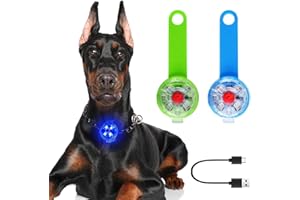 ESTVIIG Sicherheit Haustier Blinklicht 2 STK, USB Wiederaufladbar Sicherheits LED Blinklicht für Hunde, Katzen - 3 Blinkmodis wasserdichte Sicherheit Haustier leuchtanhänger Lichter