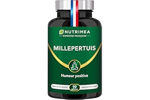 LABORATOIRES NUTRIMEA MILLEPERTUIS - Extrait Titré Hautement Concentré en Hypericine - 500mg - 100% Naturel - Anti-Déprime, Bonne Humeur, Anti-Stress & Sommeil - 90 Gélules Vegan - Nutrimea - Fabriqué en France