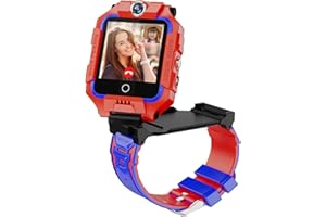 ele ELEOPTION 4G Smartwatch für Kinder, GPS Smartwatch mit 360° Dual-Kamera WiFi Video Telefonanruf SOS Schrittzähler IP67 Wasserdicht Smart Watch für Mädchen Jungen (Rot)