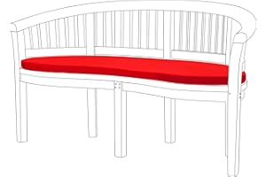 Gardenista Garden Curved Banana Bench Cushion 138x50 cm | Outdoor Thick Water Resistant Bench Pad with Secure Ties | Soft and Comfy Patio Furniture Cushions | Easy to Clean Seat Pad (Red)