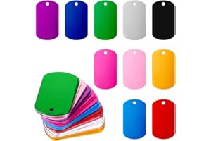 Dimeho 25 Stück Aluminiumgravur Rohlinge, Stanzrohlinge Aluminium Blank Dog Tags Schildform Mit Loch Metallprägungen Farbe Metall-Tags zum Gravieren Blanko-Hundemarken Blanko-Schilder zum Gravieren