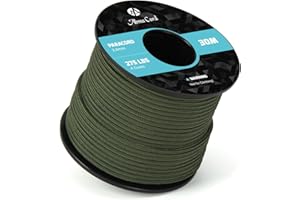 Abma Cord 30M Paracorde 275 Corde en Nylon 2,4 mm 4 Brins Corde de Survie, Corde Extérieure, Corde Tout Usage - Max. 125kg (275lbs) - Vert Militaire