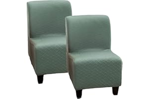 JHLD Fodera Copripoltrona Senza Braccioli Elasticizzato, Jacquard Copripoltrona Spandex Copridivano Coprisedie con Schienale Rimovibili E Lavabili per Soggiorno Camera da Letto-Verde-Set di 2