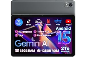 OYEFIT Android 15 Tablet 10 Pulgadas con Gemini AI, 18 (6+12) GB+128 GB/2TB Ampliable Tableta, 5G WiFi 6, Procesador 2.0 GHz, 1280 x 800 HD IPS, 5000mAh, WiFi 6, Radio FM/GPS/Bluetooth