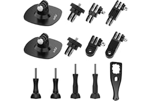 HSU Supporti flessibili per casco Insta360, supporti adesivi per Go Pro, set di accessori per action camere, 12 in 1