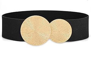 JASGOOD Ceinture Élastique Large Femme Grande Taille pour Robe Ceinture Rétro Tendance Extensible avec Double Boucle Ronde